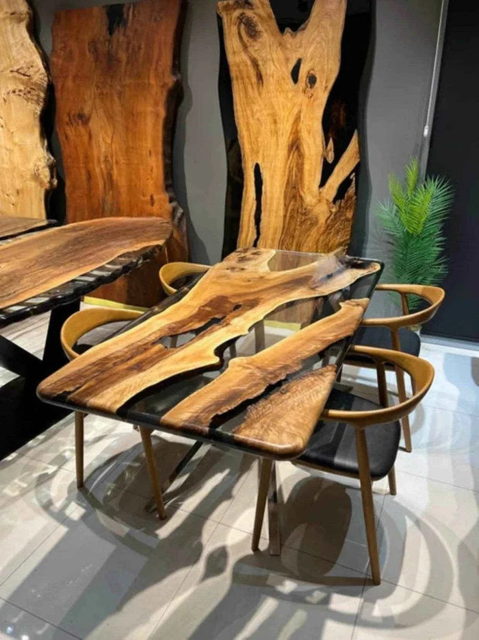 Sapphire Wooden Translucent Resin Dining Table with legs - Pacific Resin Art