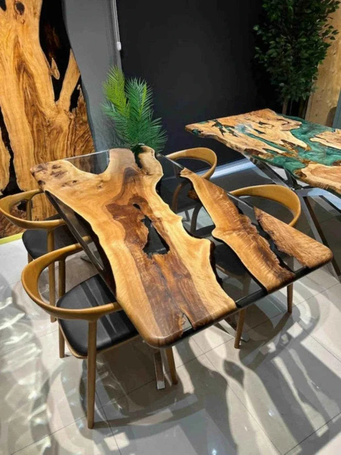 Sapphire Wooden Translucent Resin Dining Table with legs - Pacific Resin Art