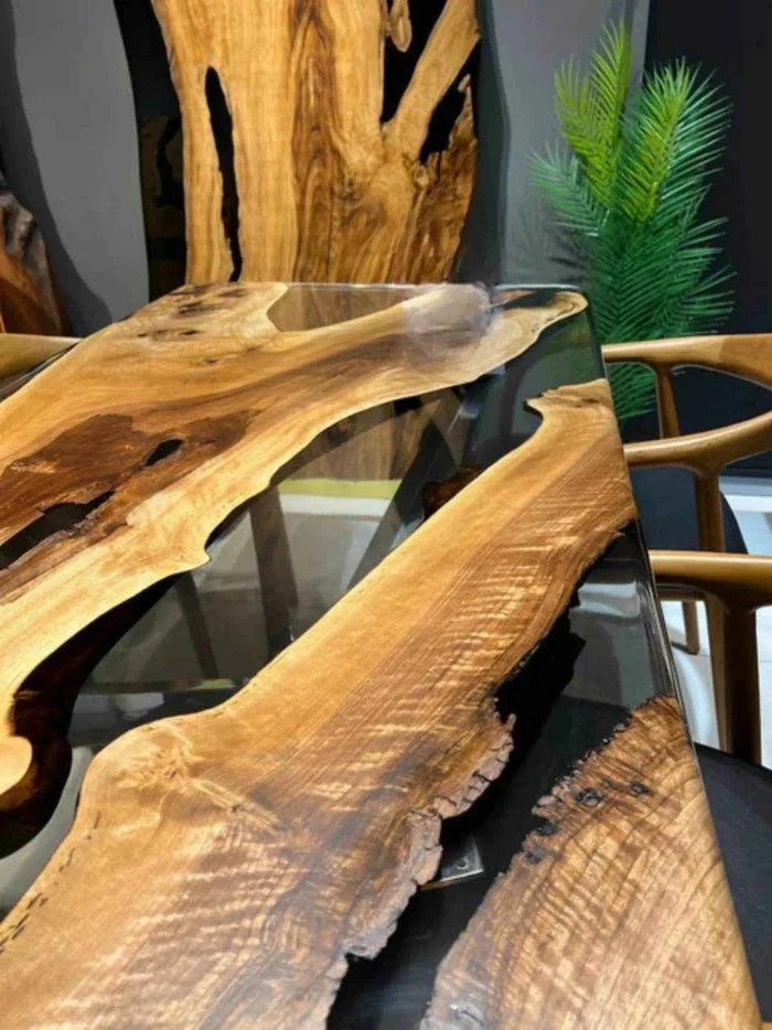 Sapphire Wooden Translucent Resin Dining Table with legs - Pacific Resin Art