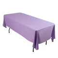 Purple tablecloth on a rectangular table