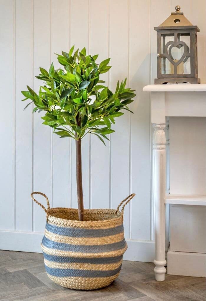 Seagrass Grey Stripe Basket