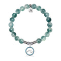 Serenity Wave Charm with Teal White Jade Gemstone Bracelet