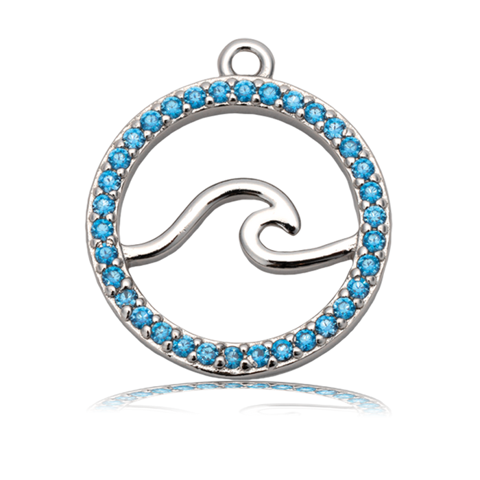 Serenity Wave Charm with Teal White Jade Gemstone Bracelet