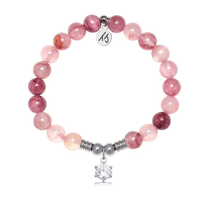 Shine Like A Diamond Charm with Pink Chalcedony Gemstone Bracelet