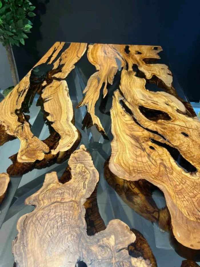 Smoke Black Translucent Resin Dining table | Luxury Dining Table For Home Interiors with legs - Pacific Resin Art