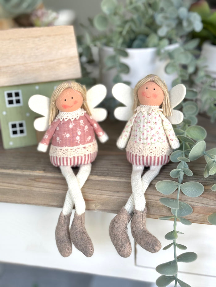 Soft Sitting Pink Floral Fairies  - Available in 2 designs