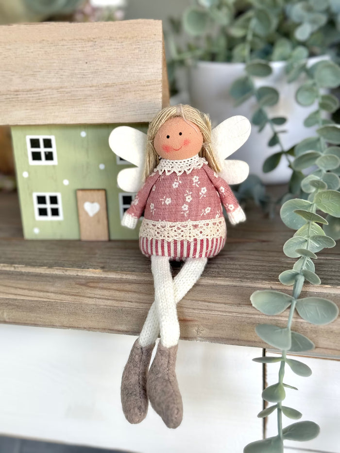 Soft Sitting Pink Floral Fairies  - Available in 2 designs
