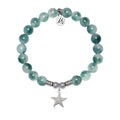 Starfish CZ Charm with Teal White Jade Gemstone Bracelet