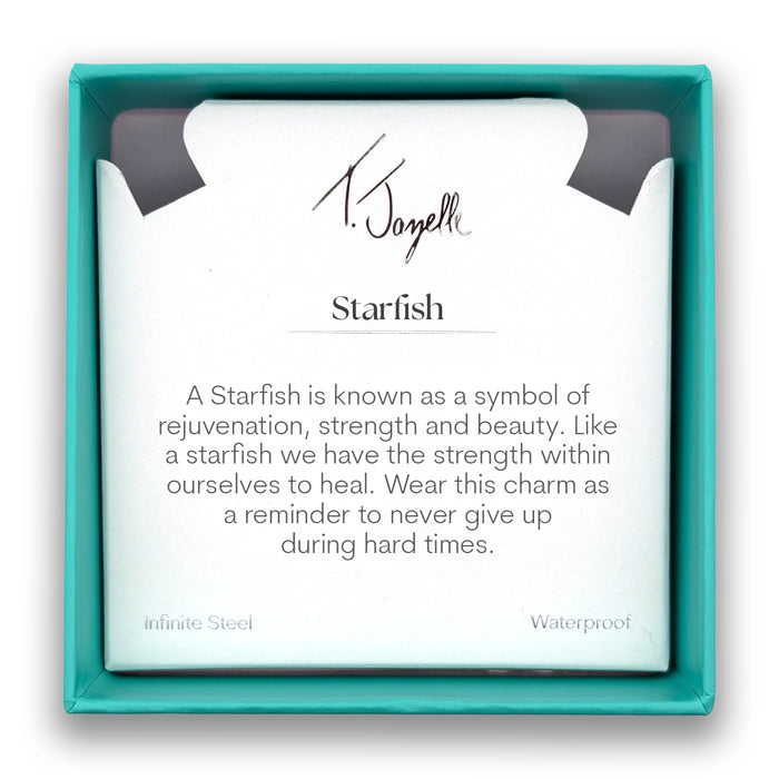 Starfish CZ Charm with Teal White Jade Gemstone Bracelet
