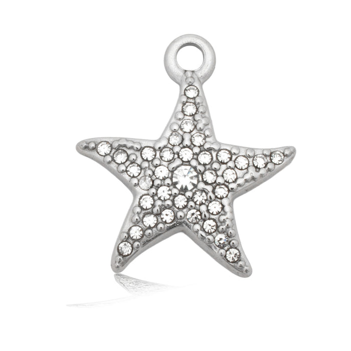 Starfish CZ Charm with Teal White Jade Gemstone Bracelet