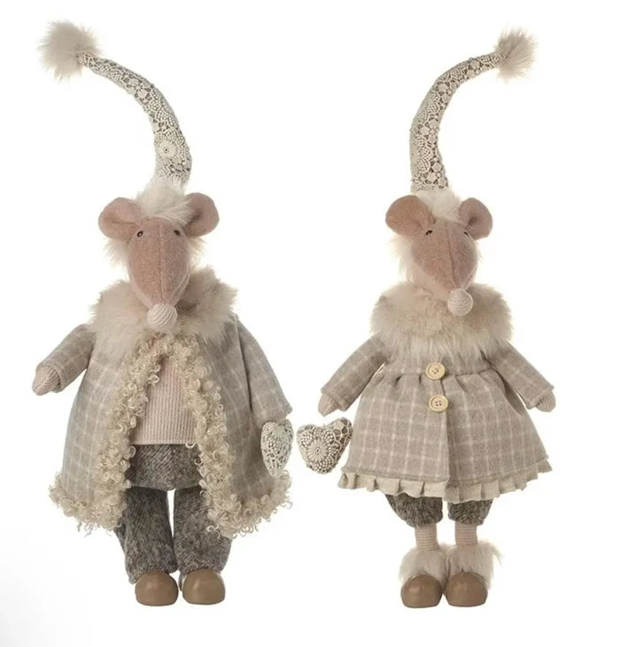 Super Soft Mr and Mrs Mouse with Fur Coats.  Available as a couple or individually