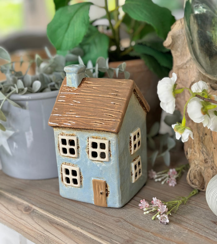 Thatch House Pale Blue Tealight Holder