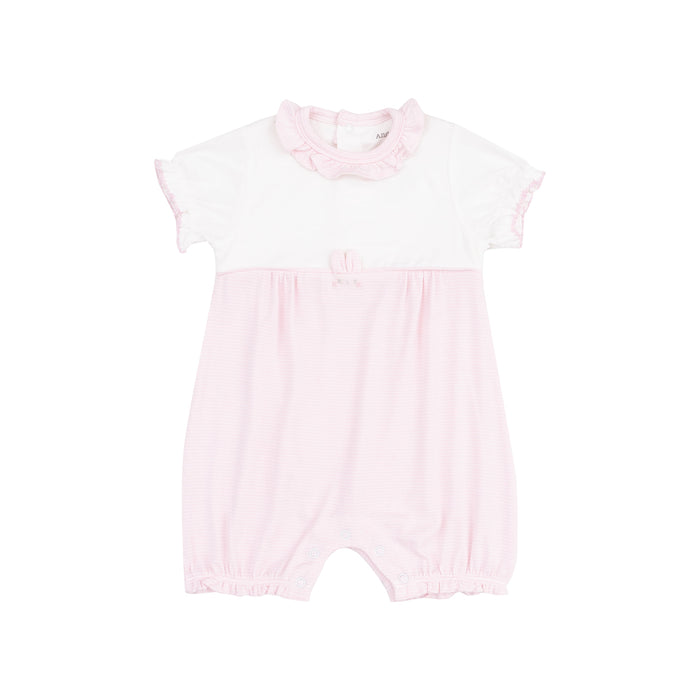 Tiny Bunny Ruffle Romper - Stripe Classic Pink