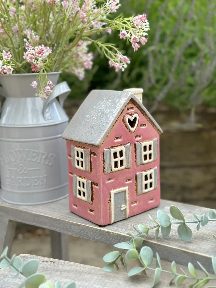 Traditional Pink Country Garden House Candle Holder
