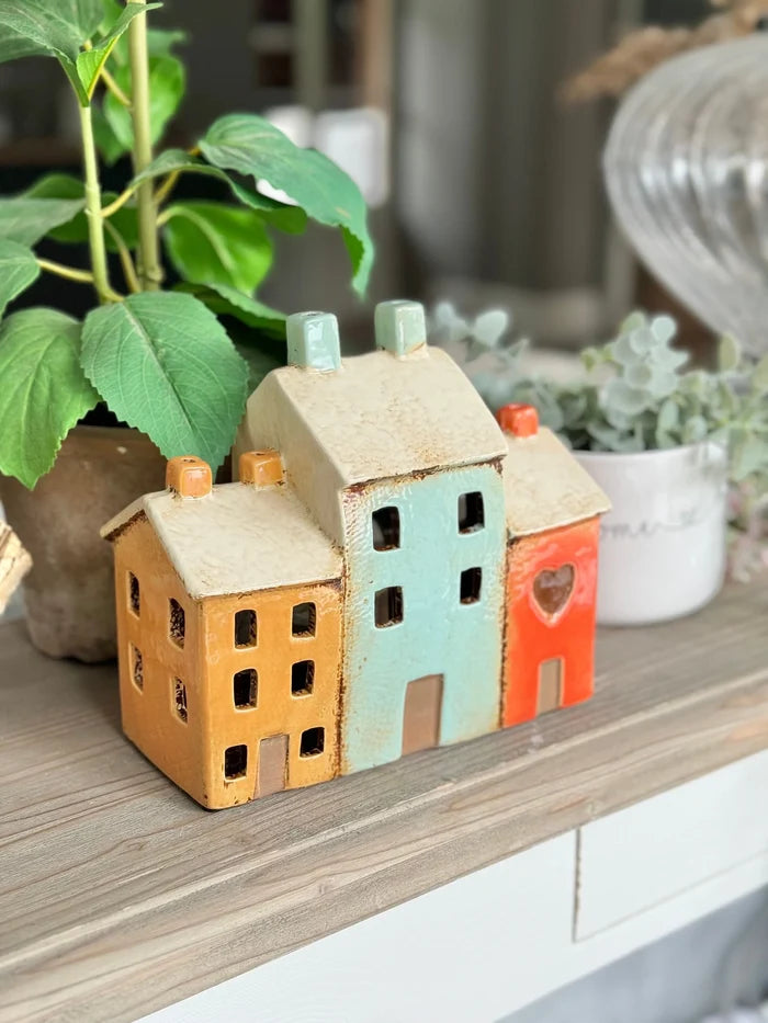 Traditional Row of Houses Candle Holder