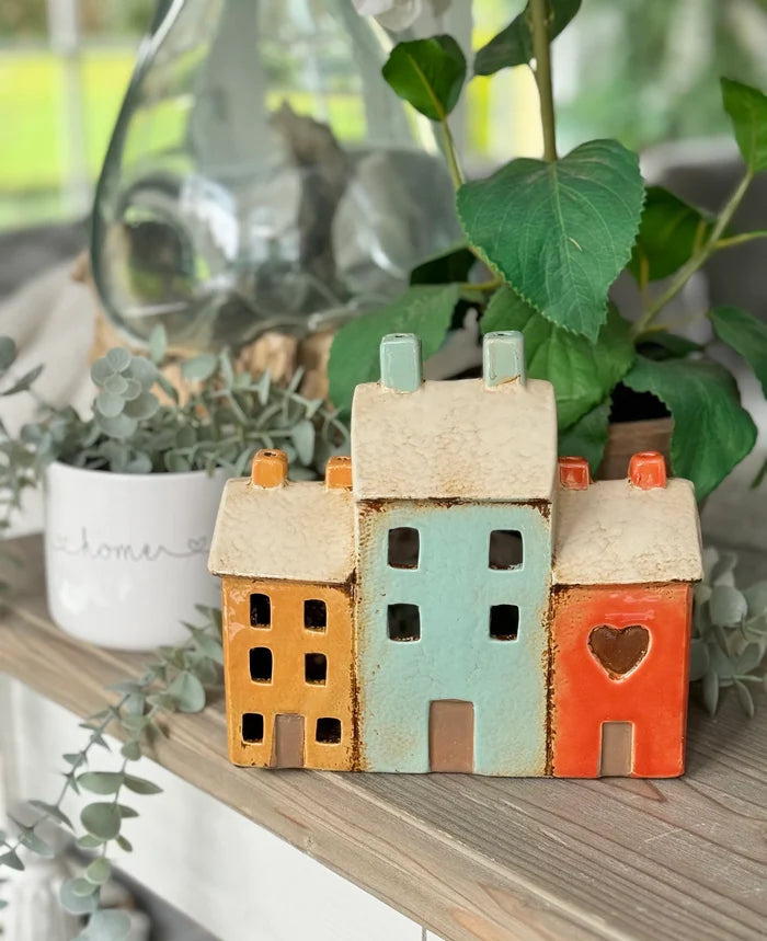 Traditional Row of Houses Candle Holder
