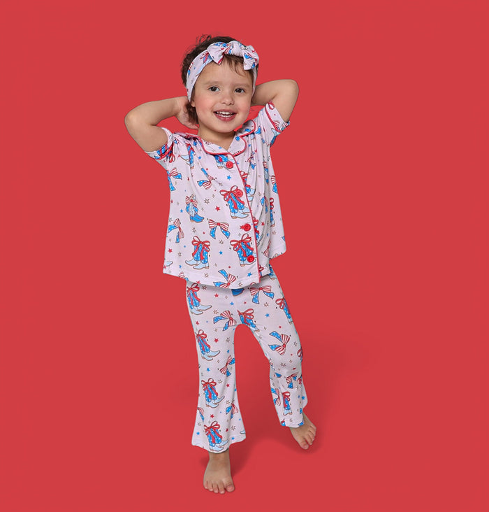 USA BOOTS N' BOWS DREAM GIRL'S SHORT SLEEVE FLARE SET
