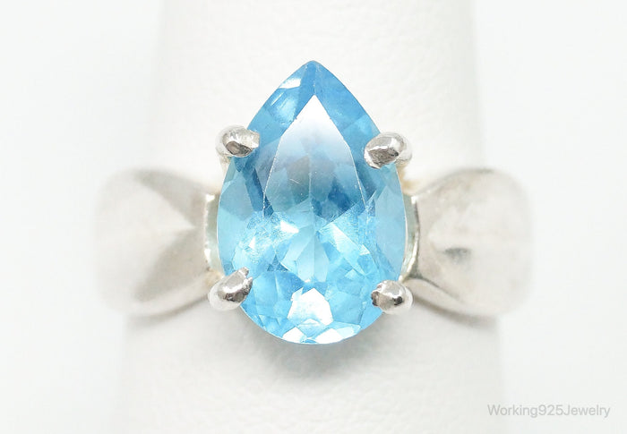 Vintage Designer UTC Blue Topaz Sterling Silver Ring - Size 6