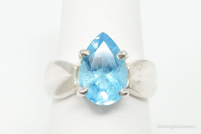 Vintage Designer UTC Blue Topaz Sterling Silver Ring - Size 6