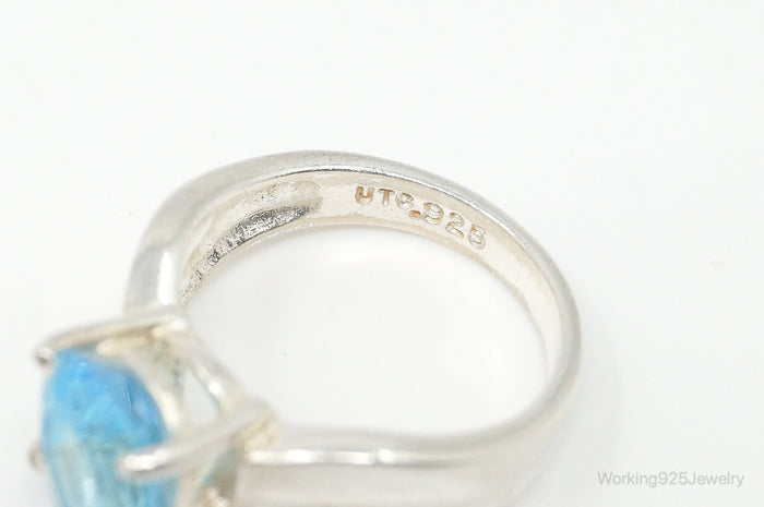Vintage Designer UTC Blue Topaz Sterling Silver Ring - Size 6