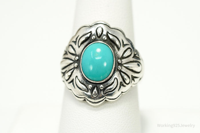 Vintage Native Carolyn Pollack Turquoise Sterling Silver Ring - Size 8
