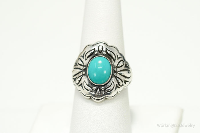Vintage Native Carolyn Pollack Turquoise Sterling Silver Ring - Size 8