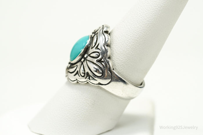 Vintage Native Carolyn Pollack Turquoise Sterling Silver Ring - Size 8
