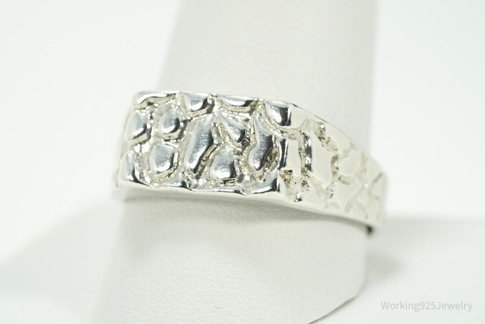 Vintage Nugget Style Sleek Sterling Silver Ring - Size 12.25
