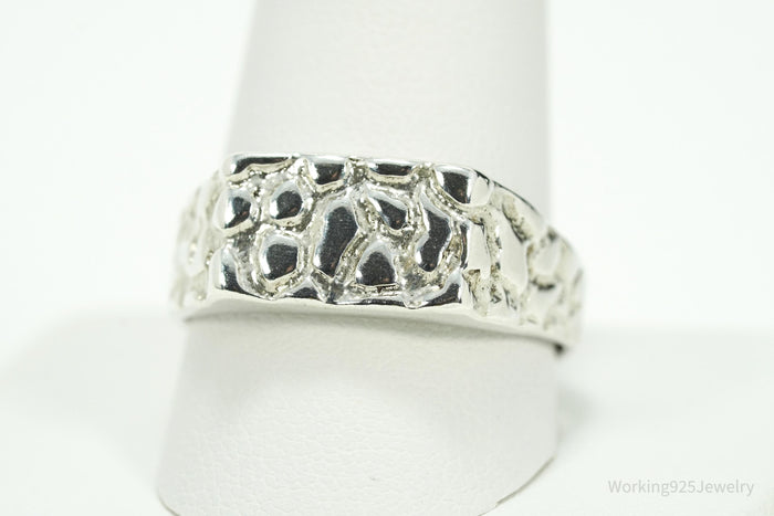 Vintage Nugget Style Sleek Sterling Silver Ring - Size 12.25