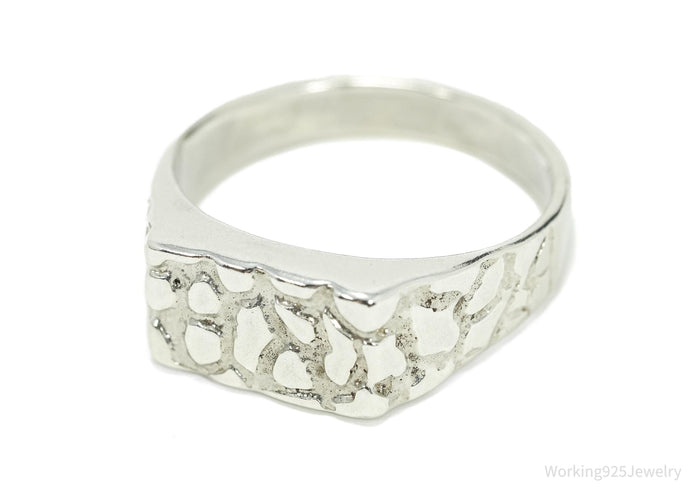 Vintage Nugget Style Sleek Sterling Silver Ring - Size 12.25