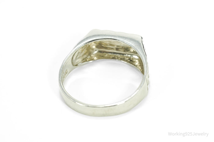Vintage Nugget Style Sleek Sterling Silver Ring - Size 12.25