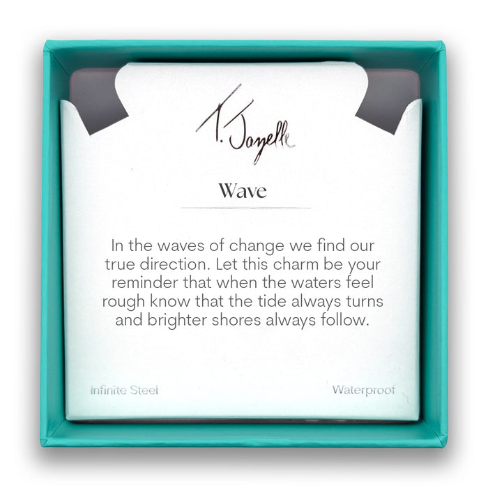 Wave Cutout Charm with Moonstone Gemstone Bracelet