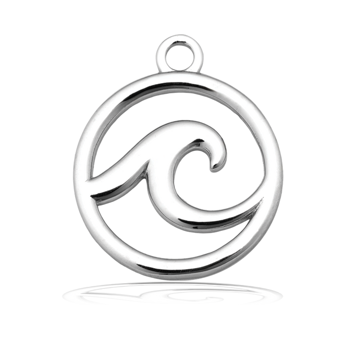 Wave Cutout Charm with Moonstone Gemstone Bracelet