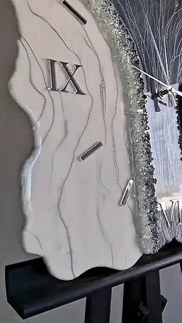 White Grey Uneven Resin Wall Clock - Pacific Resin Art