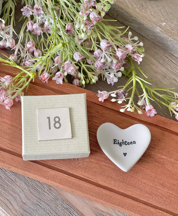 White Porcelain 18th Heart Dish - Birthday/Anniversary