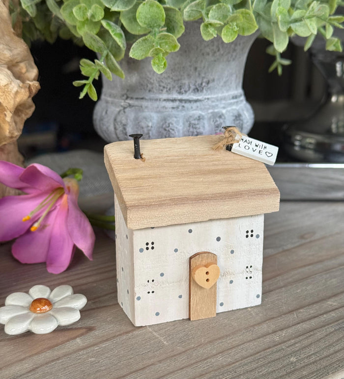 Wooden House Block  "Made with Love". Two Colour Options