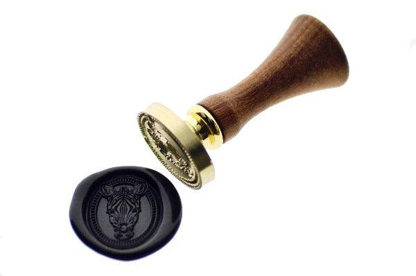 Zebra Portrait Wax Seal Stamp - Backtozero B20 - Animal, Animal Lover, Black, oval, Portrait, Signature, signaturehandle